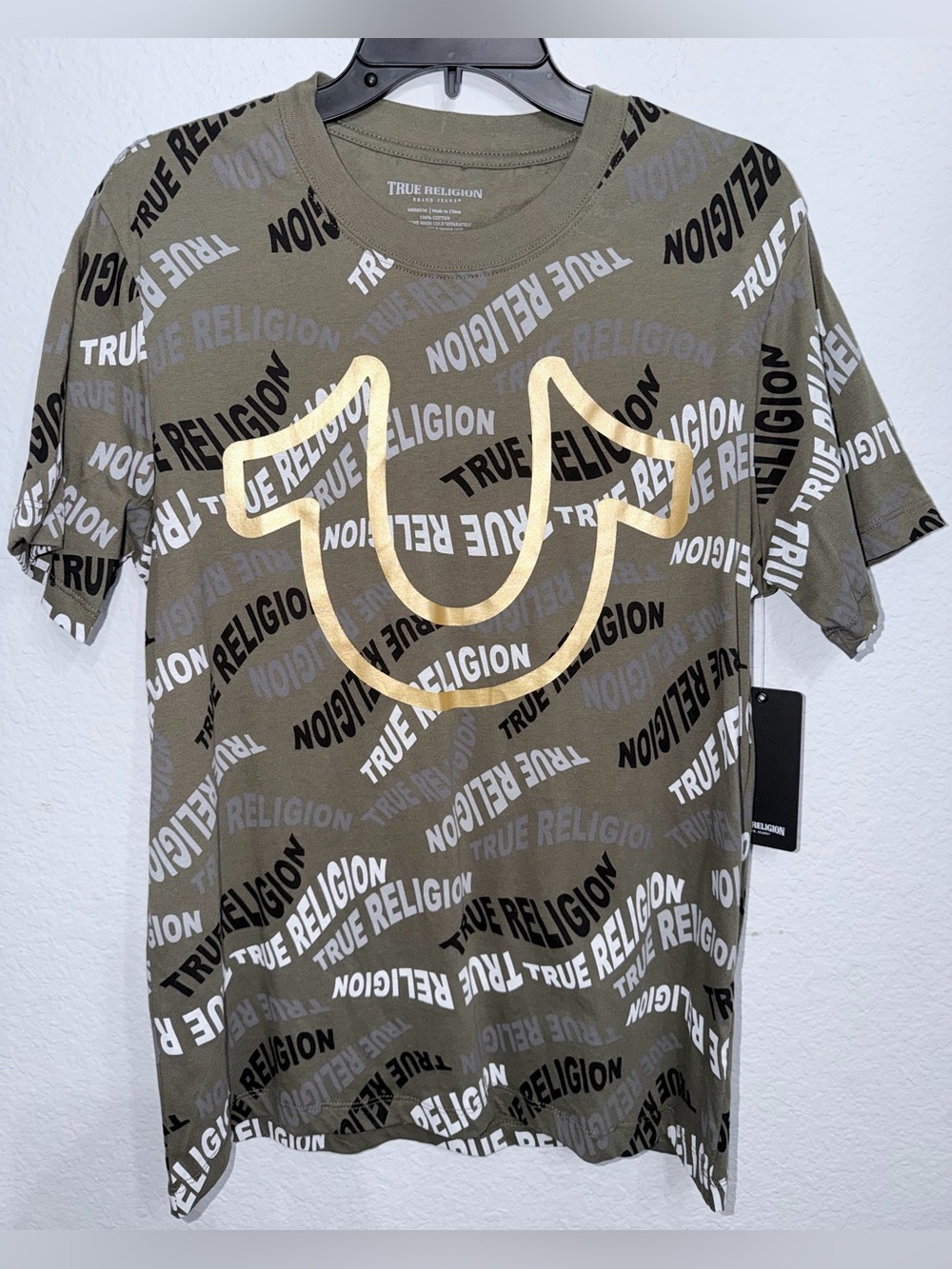 True Religion wavy AOP T-Shirt - Kalamata. Size M. NEW